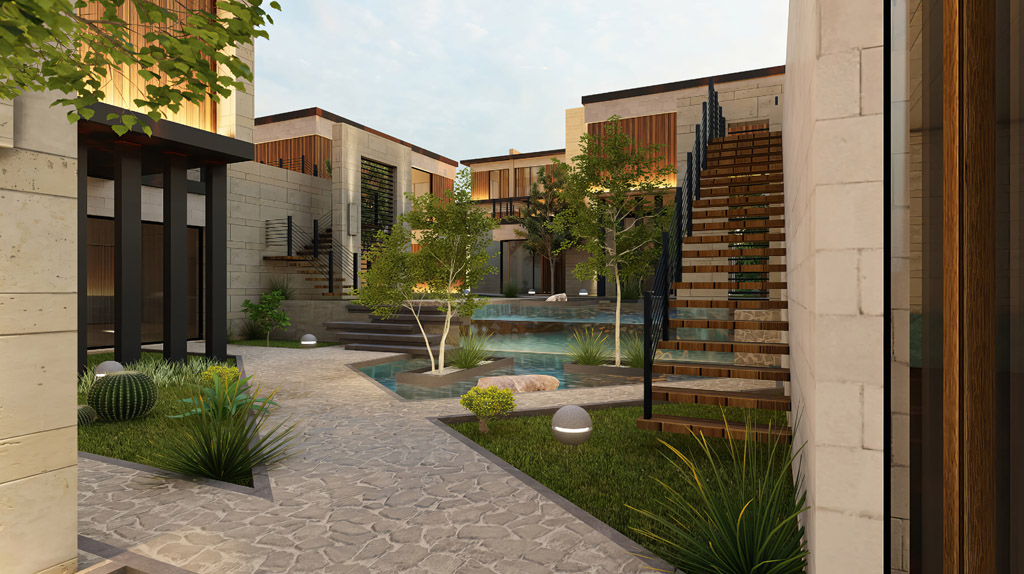 Create a high-resolution image of a modern, open-concept living space that seamlessly transitions from a sketch to a fully rendered 3D visualization. On the left side of the image, depict the dining area with furniture and architectural elements in a clean, detailed line drawing style. Gradually transition to the right side of the image, where the living area should be fully rendered in realistic 3D. Include modern furniture, large windows, and an open staircase leading to an upper level. The overall composition should emphasize the transformation from concept to reality, showcasing the design process and the final, fully realized interior space. - --ar 16:9 Job ID: 3a9386f3-29f0-4b8b-8954-9bc4d4b1b4de