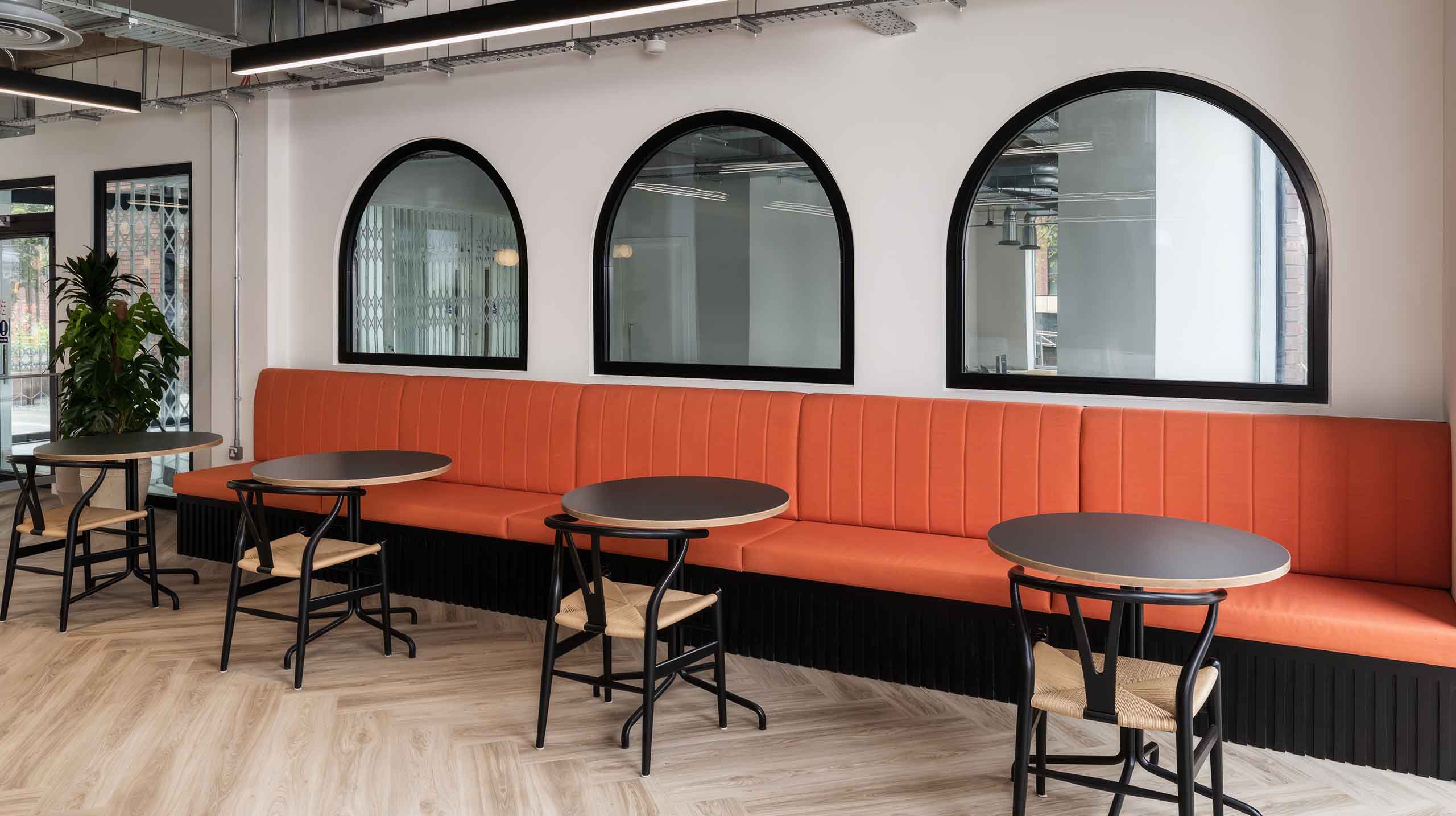 Create a high-resolution image of a modern, open-concept living space that seamlessly transitions from a sketch to a fully rendered 3D visualization. On the left side of the image, depict the dining area with furniture and architectural elements in a clean, detailed line drawing style. Gradually transition to the right side of the image, where the living area should be fully rendered in realistic 3D. Include modern furniture, large windows, and an open staircase leading to an upper level. The overall composition should emphasize the transformation from concept to reality, showcasing the design process and the final, fully realized interior space. - --ar 16:9 Job ID: 3a9386f3-29f0-4b8b-8954-9bc4d4b1b4de